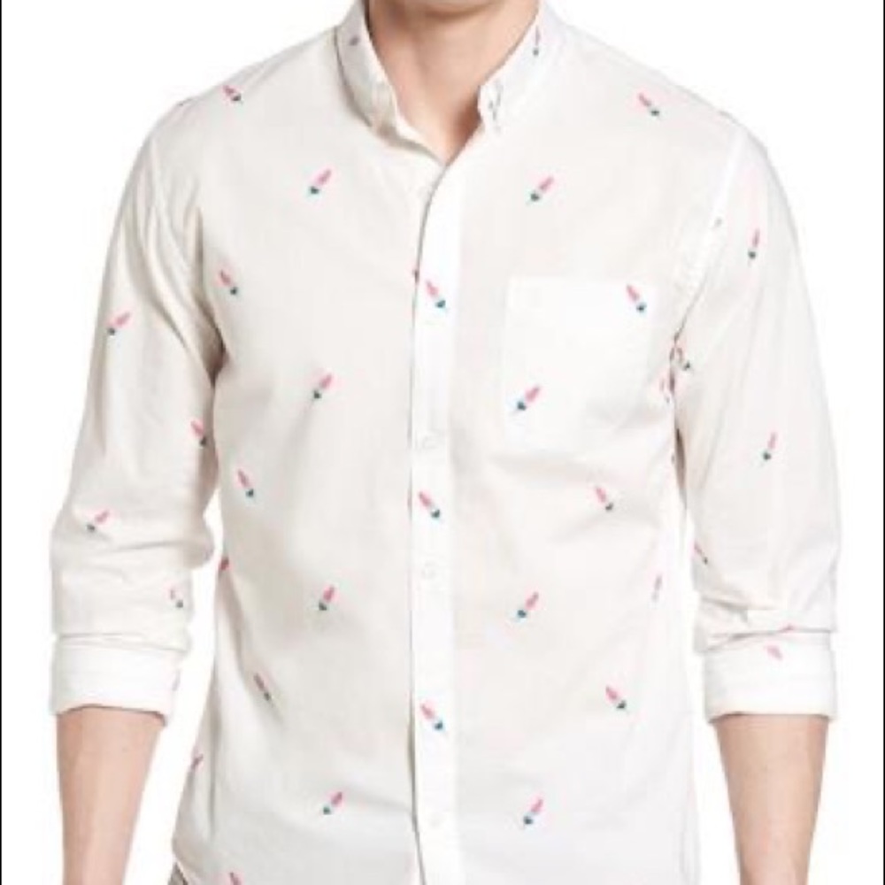 SUMMERWEIGHT SLIM FIT PRINT SPORT SHIRT IN POPSICLE PRINT WHITE